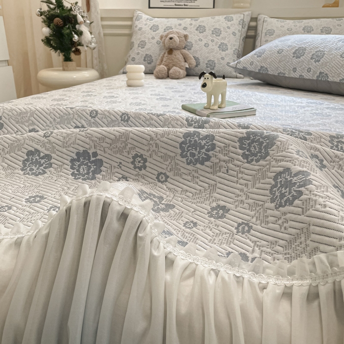 91家纺网 家纺一手货源 找家纺 雅居纺家纺 2026新款加厚三明治底床裙款凉感席凉席席子 梦幻-蓝