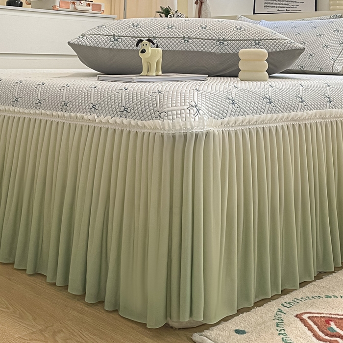 91家纺网 家纺一手货源 找家纺 雅居纺家纺 2026新款加厚三明治底床裙款凉感席凉席席子 蝴蝶结爱恋-绿