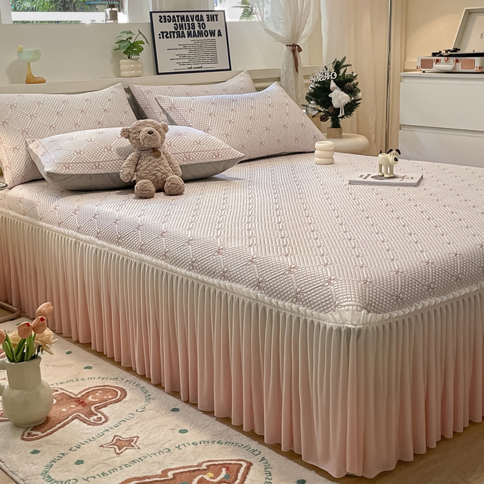 91家纺网 家纺一手货源 找家纺 （总）雅居纺家纺 2026新款加厚三明治底床裙款凉感席凉席席子