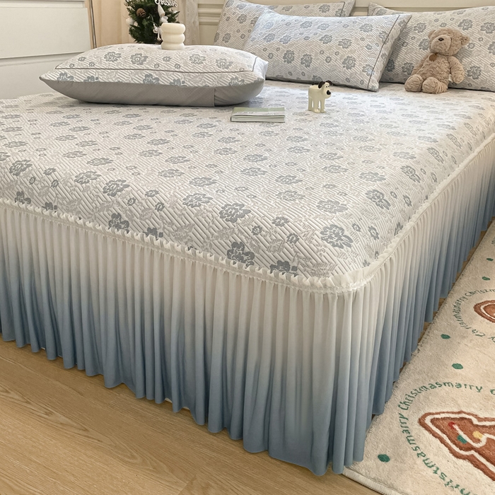 91家纺网 家纺一手货源 找家纺 雅居纺家纺 2026新款加厚三明治底床裙款凉感席凉席席子 梦幻-蓝