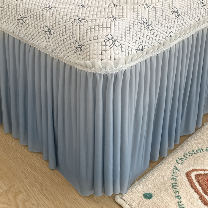 91家纺网 家纺一手货源 找家纺 雅居纺家纺 2026新款加厚三明治底床裙款凉感席凉席席子 蝴蝶结爱恋-蓝