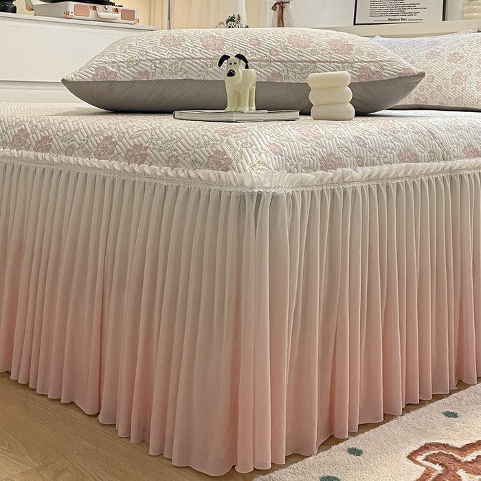 91家纺网 家纺一手货源 找家纺 雅居纺家纺 2026新款加厚三明治底床裙款凉感席凉席席子 梦幻-粉