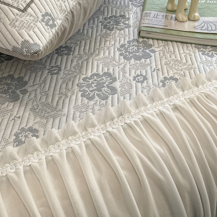 91家纺网 家纺一手货源 找家纺 雅居纺家纺 2026新款加厚三明治底床裙款凉感席凉席席子 梦幻-蓝