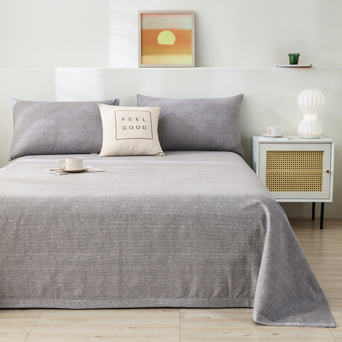 91家纺网 家纺一手货源 找家纺 大元 2026新款全棉纯棉老粗布凉席席子单床单 床单单件 灰太郎