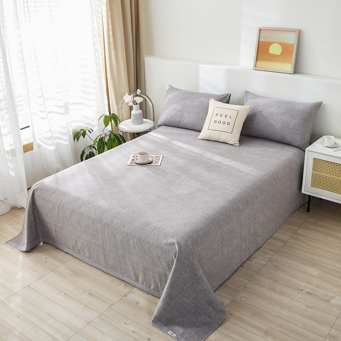 91家纺网 家纺一手货源 找家纺 大元 2026新款全棉纯棉老粗布凉席席子单床单 床单单件 灰太郎