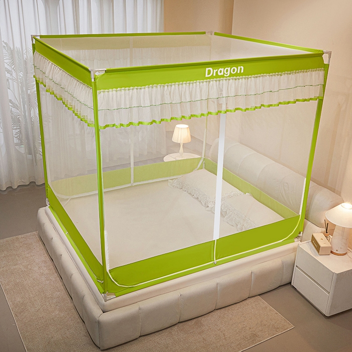 （总）梵希良品家纺 2026新款全底家用卧室坐床加密加厚支架全包围加粗大空间T+U防摔坐床蚊帐-漫语