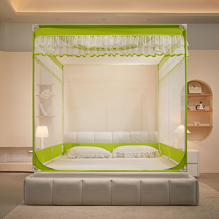 91家纺网 家纺一手货源 找家纺 （总）梵希良品家纺 2026新款全底家用卧室坐床加密加厚支架全包围加粗大空间T+U防摔坐床蚊帐-漫语