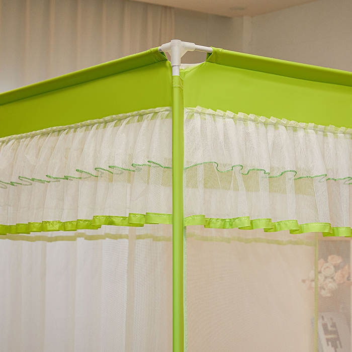 91家纺网 家纺一手货源 找家纺 梵希良品家纺 2026新款全底家用卧室坐床加密加厚支架全包围加粗大空间T+U防摔坐床蚊帐-漫语 漫语 果绿