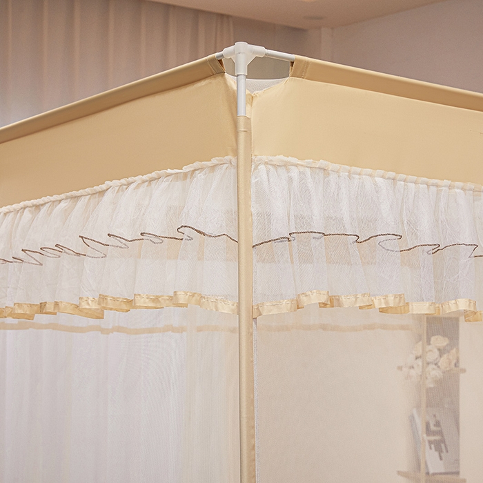 91家纺网 家纺一手货源 找家纺 梵希良品家纺 2026新款全底家用卧室坐床加密加厚支架全包围加粗大空间T+U防摔坐床蚊帐-漫语 漫语 卡其