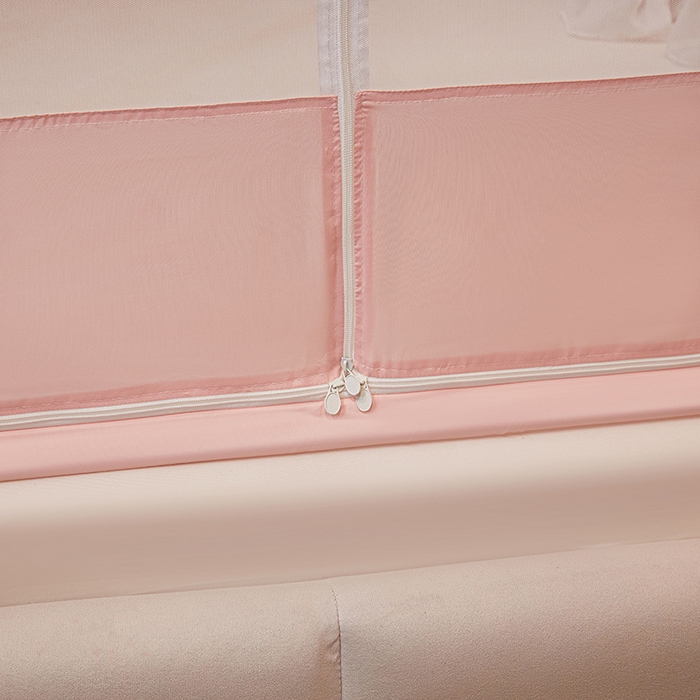 91家纺网 家纺一手货源 找家纺 梵希良品家纺 2026新款全底家用卧室坐床加密加厚支架全包围加粗大空间T+U防摔坐床蚊帐-漫语 漫语 柔粉