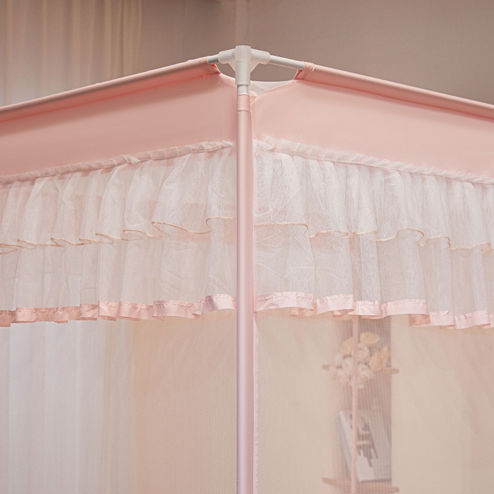 91家纺网 家纺一手货源 找家纺 梵希良品家纺 2026新款全底家用卧室坐床加密加厚支架全包围加粗大空间T+U防摔坐床蚊帐-漫语 漫语 柔粉