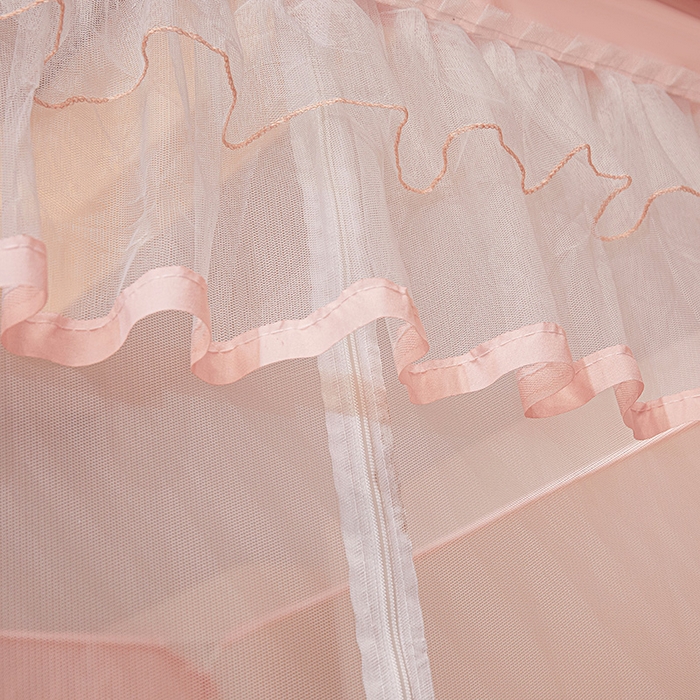 91家纺网 家纺一手货源 找家纺 梵希良品家纺 2026新款全底家用卧室坐床加密加厚支架全包围加粗大空间T+U防摔坐床蚊帐-漫语 漫语 柔粉