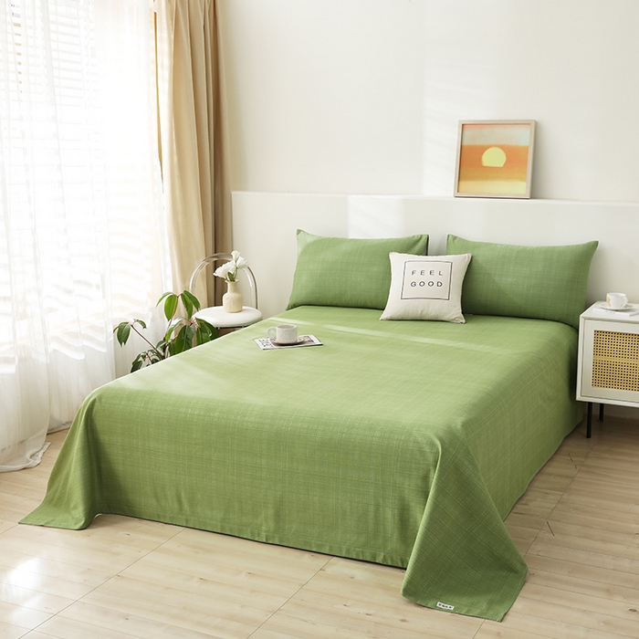 91家纺网 家纺一手货源 找家纺 大元 2026新款全棉纯棉老粗布凉席席子单床单 床单单件 嫩绿