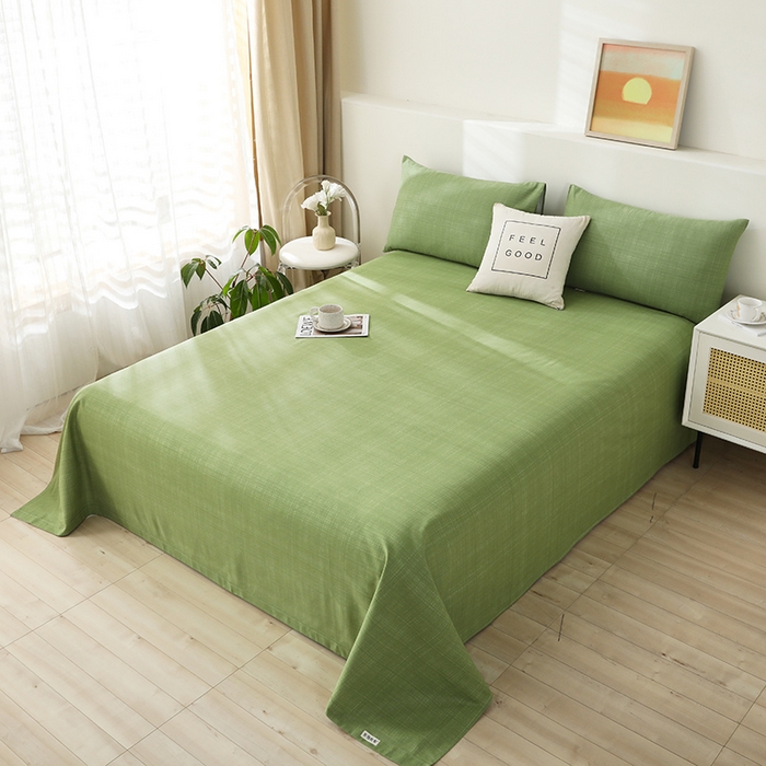 91家纺网 家纺一手货源 找家纺 大元 2026新款全棉纯棉老粗布凉席席子单床单 床单单件 嫩绿