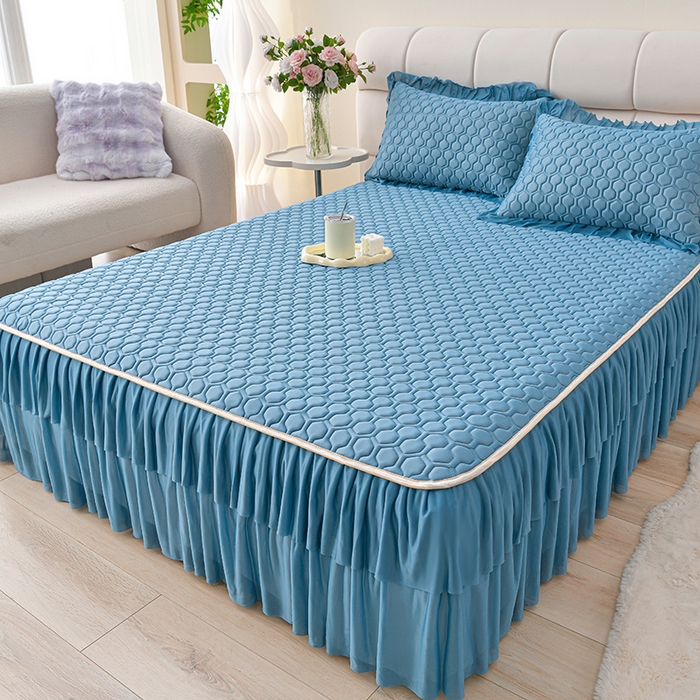 91家纺网 家纺一手货源 找家纺 （总）畅畅家纺 2026新款夏季凉感丝足球花纯色凉席席子三件套夏被四件套