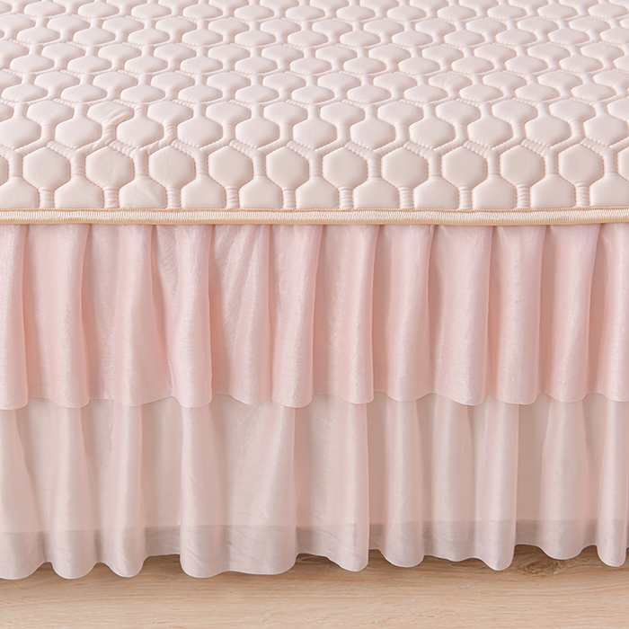 91家纺网 家纺一手货源 找家纺 畅畅家纺 2026新款夏季凉感丝足球花纯色凉席席子三件套夏被四件套 足球花-香妃粉