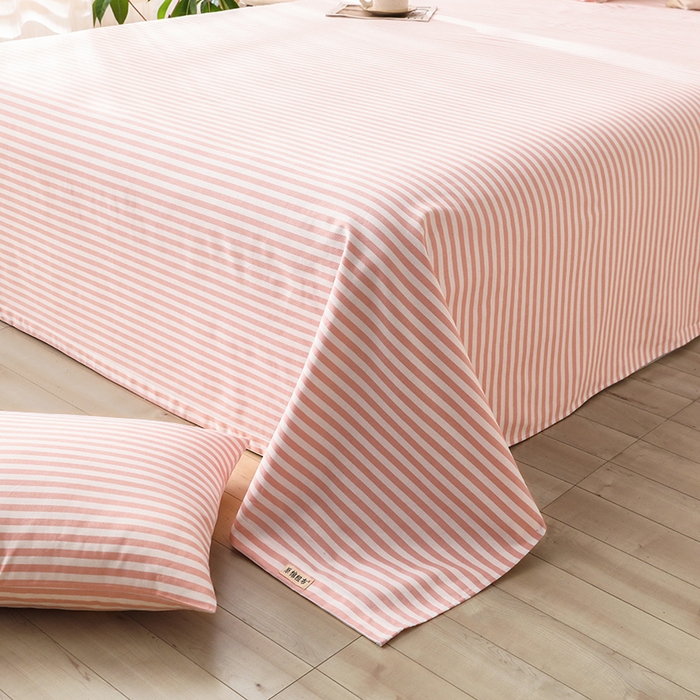 91家纺网 家纺一手货源 找家纺 大元 2026新款全棉纯棉老粗布凉席席子单床单 床单单件 条纹粉