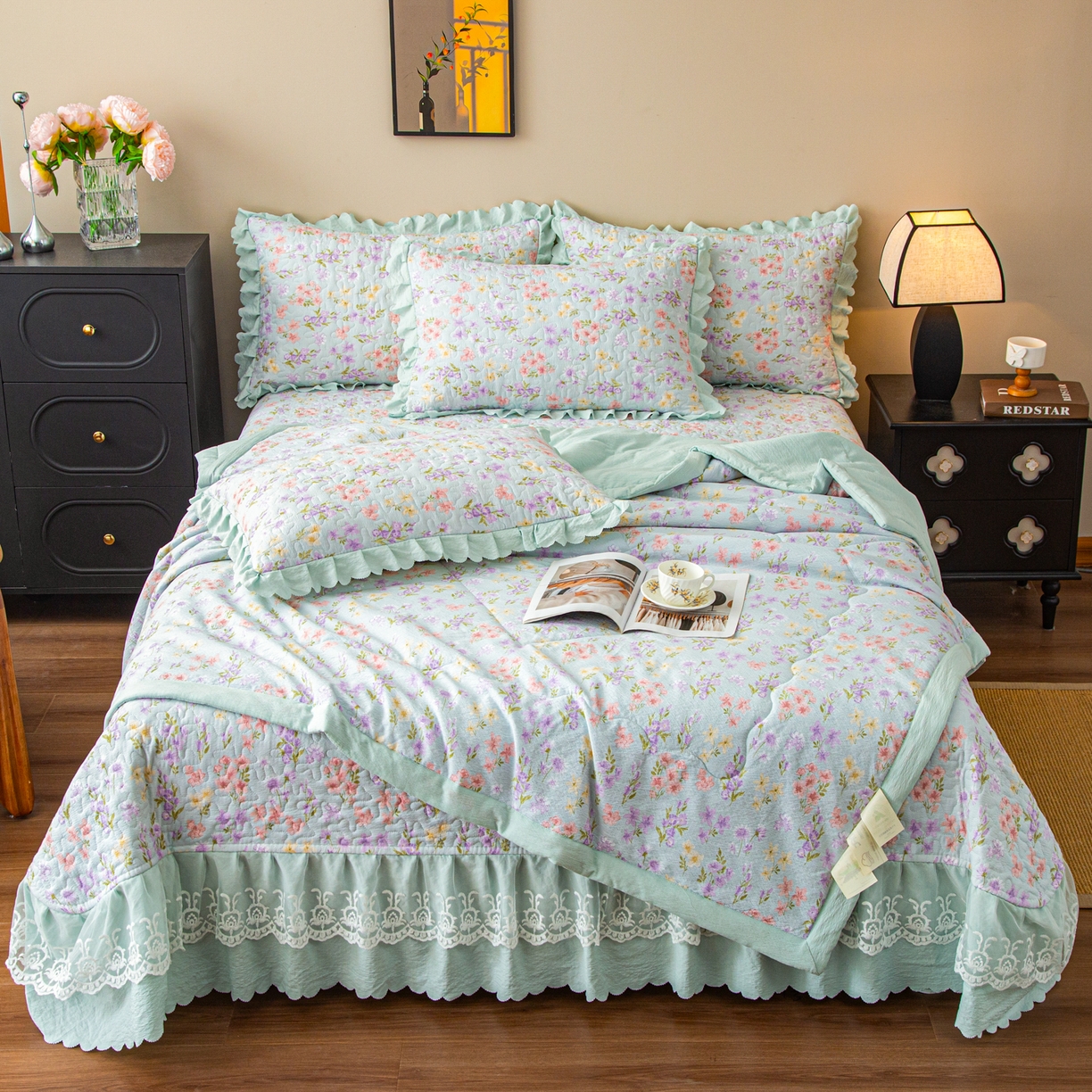 91家纺网 家纺一手货源 找家纺 （总）美之润家纺 2026新款原麻夹棉床盖夏被四件套