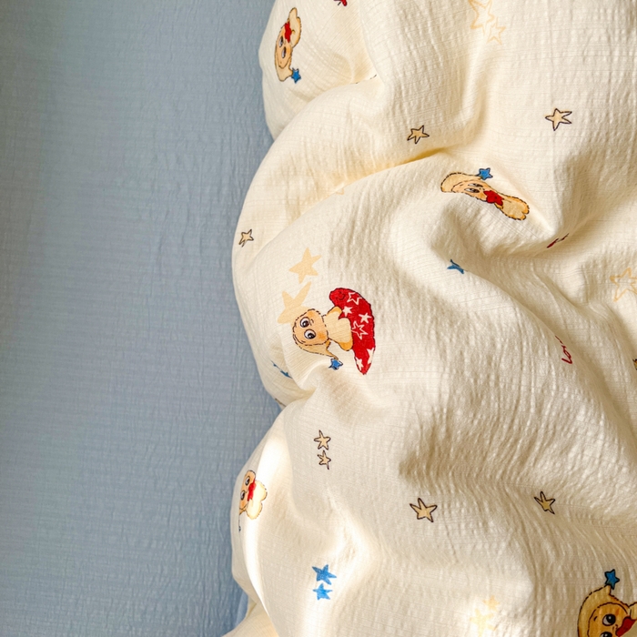 妖妖家纺  2026小清新软糯双层纱刺绣四件套 俏皮星星人-刺绣