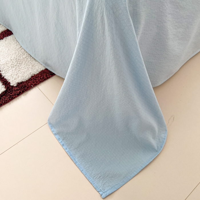 91家纺网 家纺一手货源 找家纺 妖妖家纺  2026小清新软糯双层纱刺绣四件套 俏皮星星人-刺绣