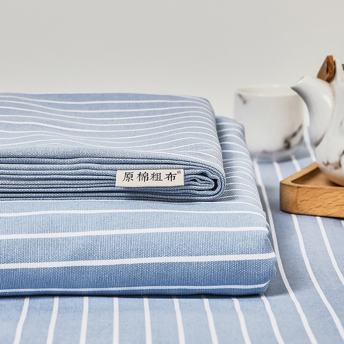 91家纺网 家纺一手货源 找家纺 大元 2026新款全棉纯棉老粗布凉席席子单床单 床单单件 条纹蓝