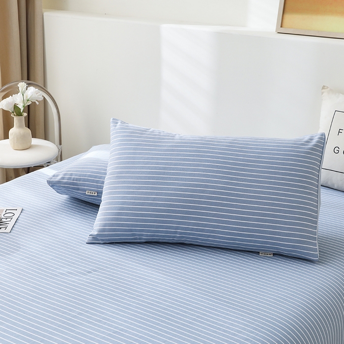 91家纺网 家纺一手货源 找家纺 大元 2026新款全棉纯棉老粗布凉席席子单床单 床单单件 条纹蓝