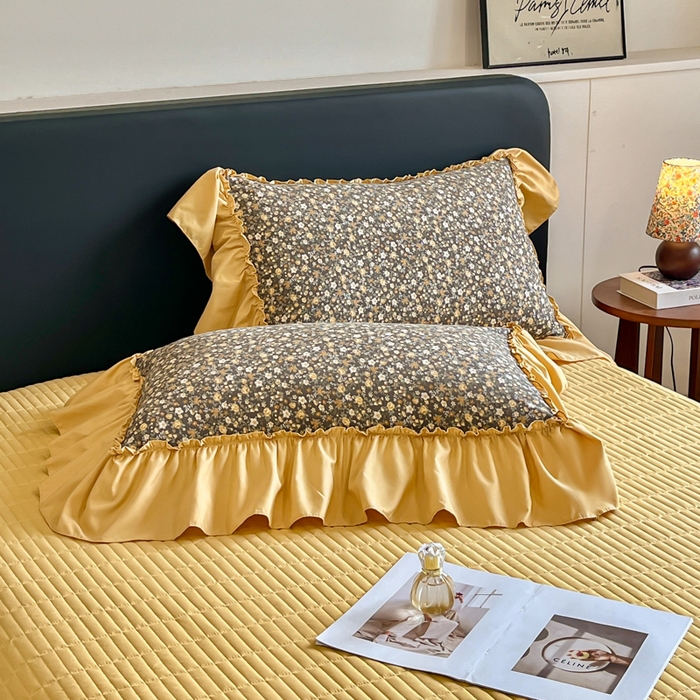 91家纺网 家纺一手货源 找家纺 尚美 2026新款法式复古大花边仿棉床盖四件套 洛丽塔