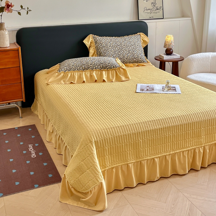 91家纺网 家纺一手货源 找家纺 尚美 2026新款法式复古大花边仿棉床盖四件套 洛丽塔