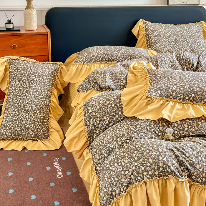 91家纺网 家纺一手货源 找家纺 尚美 2026新款法式复古大花边仿棉床盖四件套 洛丽塔