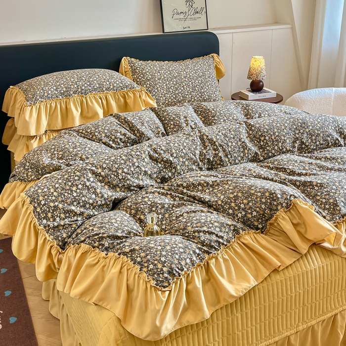 91家纺网 家纺一手货源 找家纺 尚美 2026新款法式复古大花边仿棉床盖四件套 洛丽塔