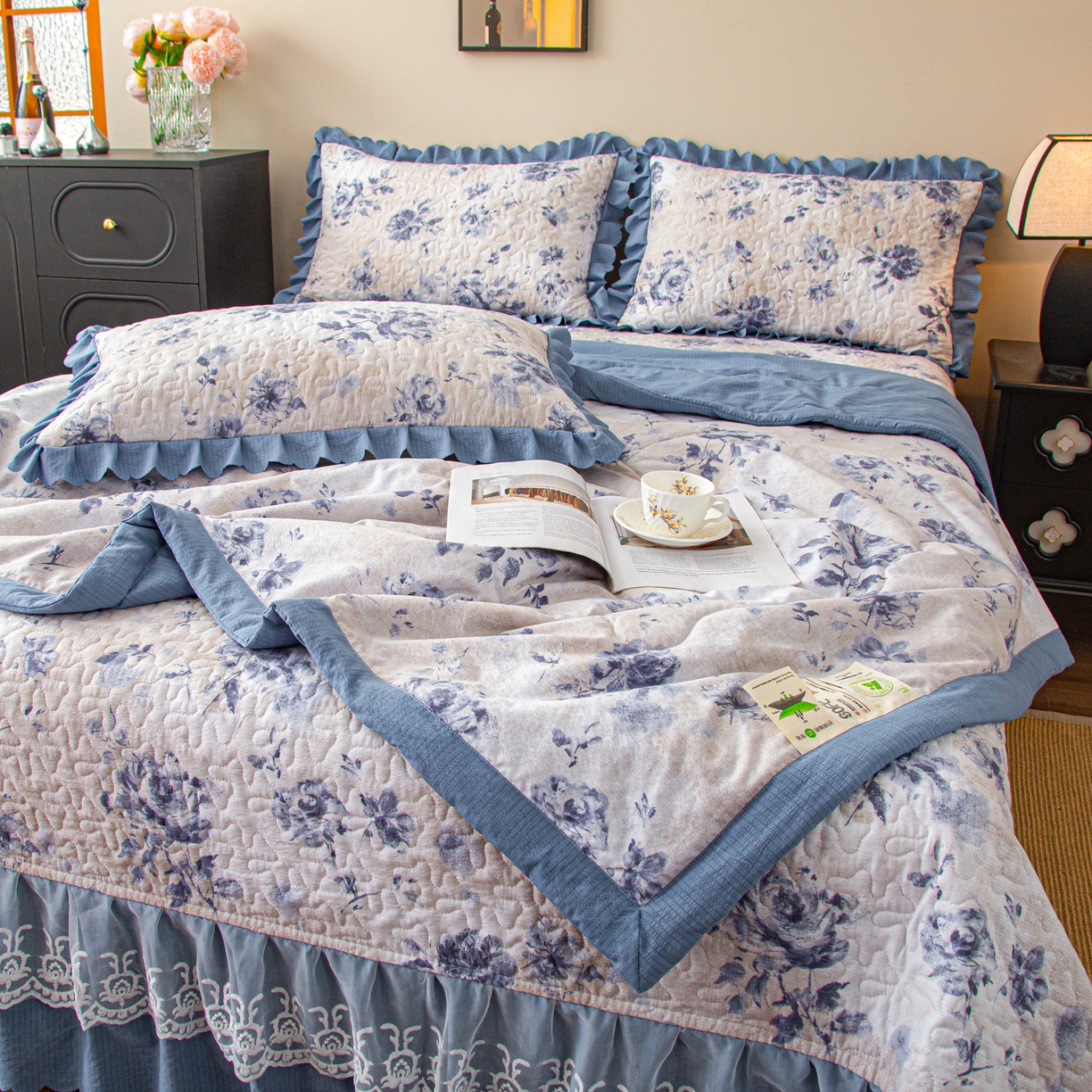 91家纺网 家纺一手货源 找家纺 （总）美之润家纺 2026新款原麻夹棉床盖夏被四件套