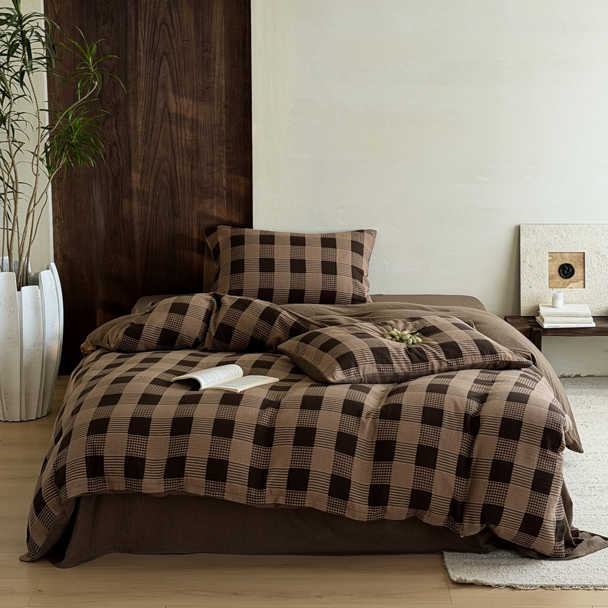 91家纺网 家纺一手货源 找家纺 山舍家居 2026春夏新款全棉纯棉色织纱布提花四件套 乍欢