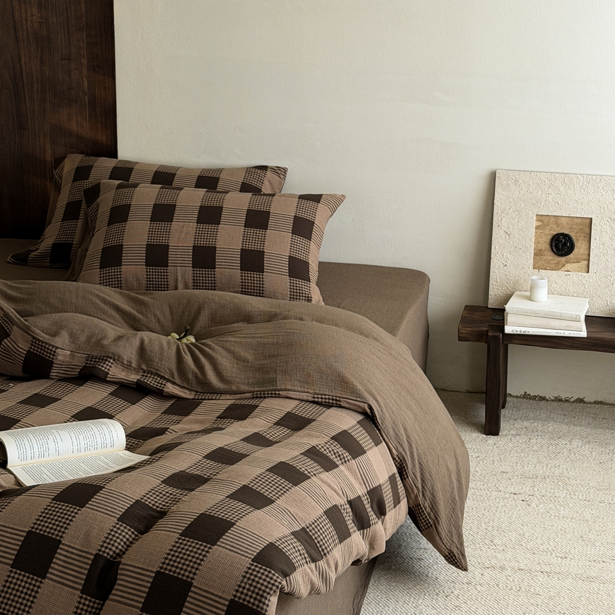 91家纺网 家纺一手货源 找家纺 山舍家居 2026春夏新款全棉纯棉色织纱布提花四件套 乍欢