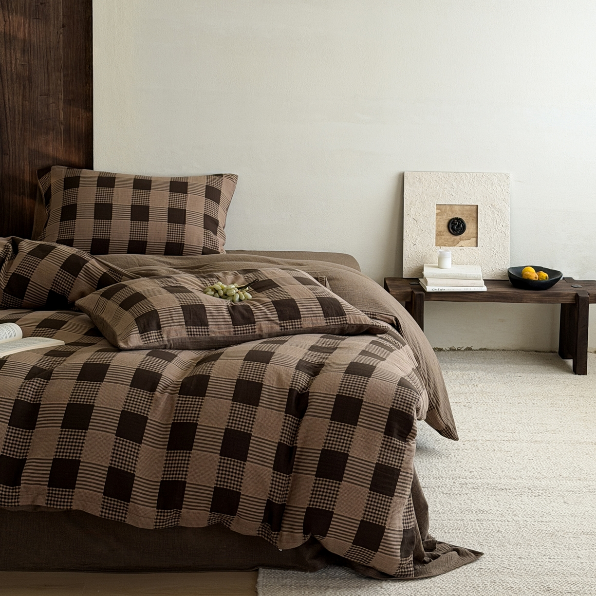 91家纺网 家纺一手货源 找家纺 山舍家居 2026春夏新款全棉纯棉色织纱布提花四件套 乍欢