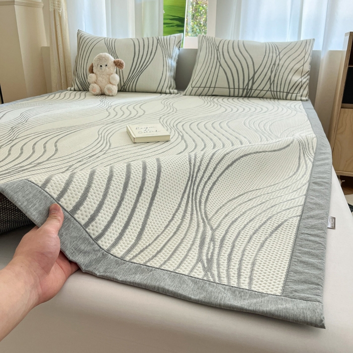 91家纺网 家纺一手货源 找家纺 （总）雅居纺家纺 2026新款加厚三明治底凉感豆豆简约款凉感席床单款凉席席子