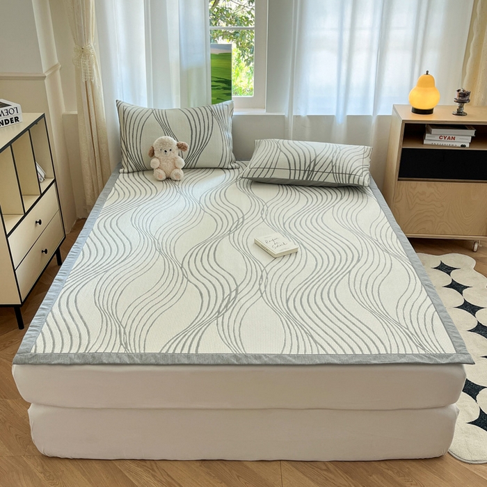 91家纺网 家纺一手货源 找家纺 （总）雅居纺家纺 2026新款加厚三明治底凉感豆豆简约款凉感席床单款凉席席子