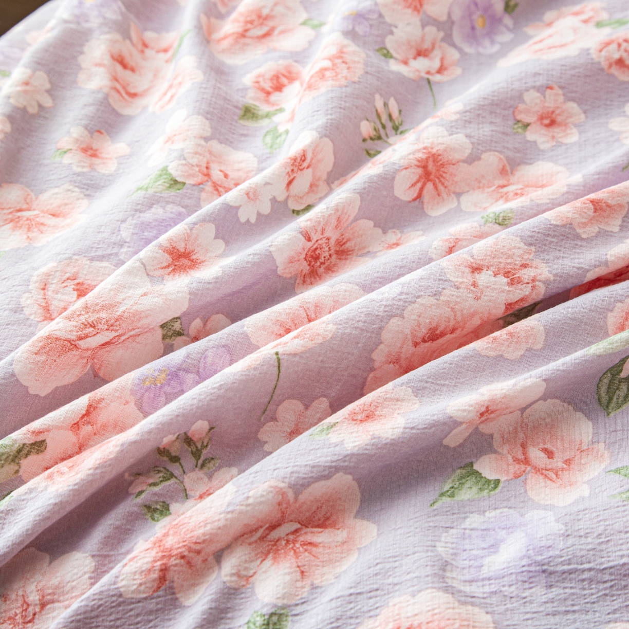 91家纺网 家纺一手货源 找家纺 美之润家纺 2026新款原麻夹棉床盖夏被四件套 粉雾玫瑰