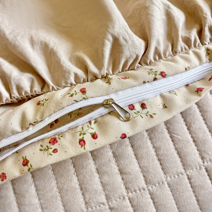 91家纺网 家纺一手货源 找家纺 尚美 2026新款法式复古大花边仿棉床盖四件套 清晨