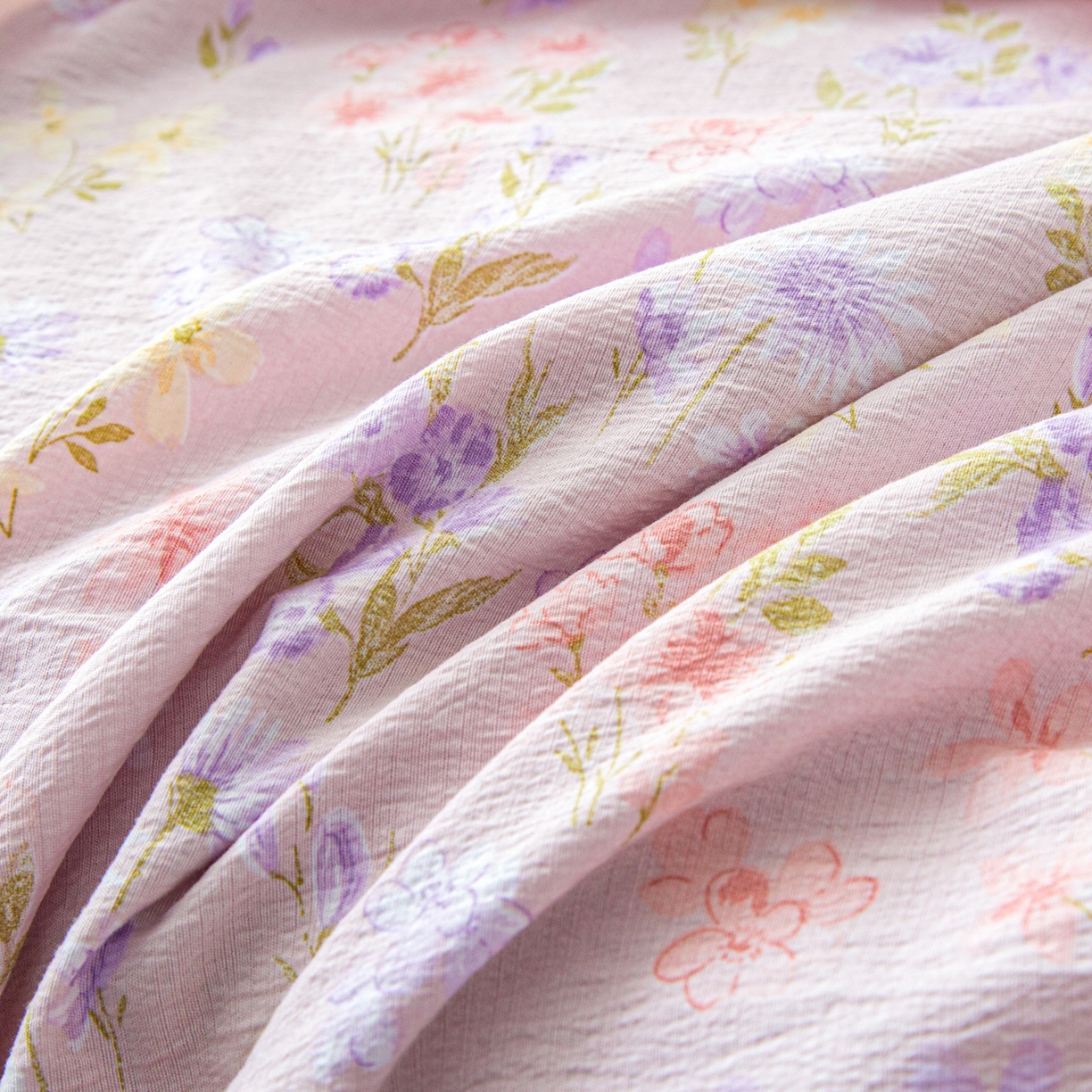 91家纺网 家纺一手货源 找家纺 美之润家纺 2026新款原麻夹棉床盖夏被四件套 薰衣草信