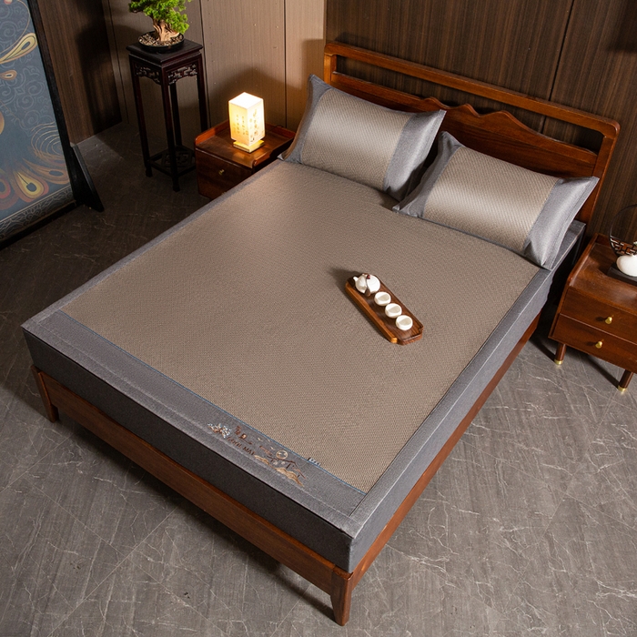 91家纺网 家纺一手货源 找家纺 （总）卡迪亚家纺 2026新款凉感舒爽PE雪藤席凉席三件套藤席冰丝席草席竹席学生宿舍床笠款双面用加厚款天然PE藤