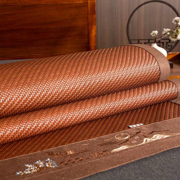 91家纺网 家纺一手货源 找家纺 卡迪亚家纺 2026新款凉感舒爽PE雪藤席凉席三件套藤席冰丝席草席竹席学生宿舍床笠款双面用加厚款天然PE藤 PE雪藤席-咖