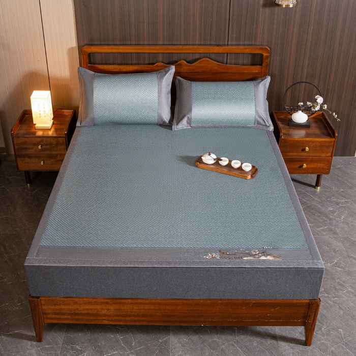 91家纺网 家纺一手货源 找家纺 卡迪亚家纺 2026新款凉感舒爽PE雪藤席凉席三件套藤席冰丝席草席竹席学生宿舍床笠款双面用加厚款天然PE藤 PE雪藤席-兰