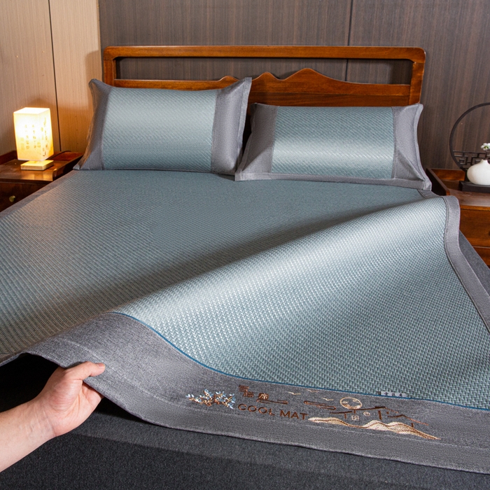 卡迪亚家纺 2026新款凉感舒爽PE雪藤席凉席三件套藤席冰丝席草席竹席学生宿舍床笠款双面用加厚款天然PE藤 PE雪藤席-兰