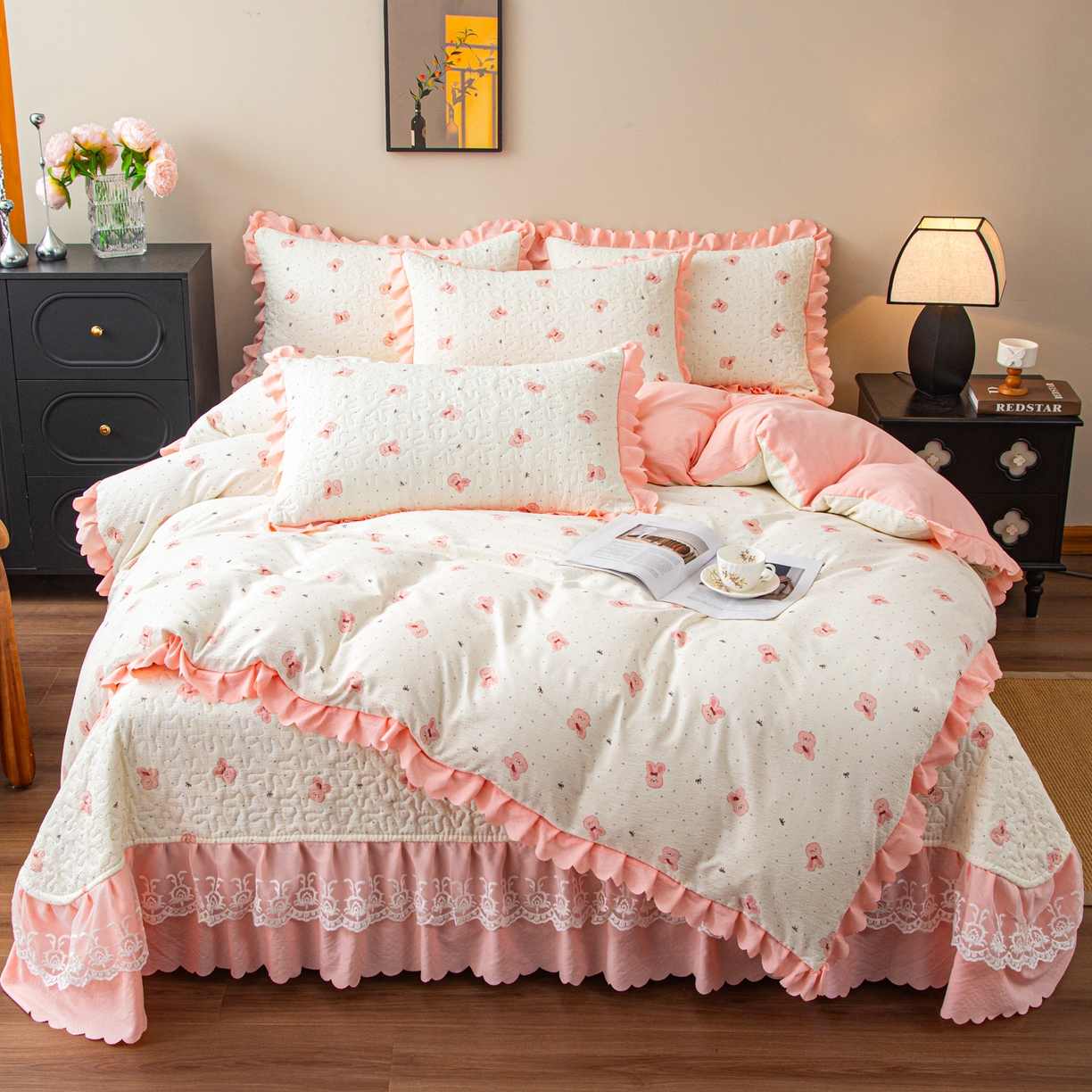 91家纺网 家纺一手货源 找家纺 （总）美之润家纺 2026新款原麻夹棉床盖四件套