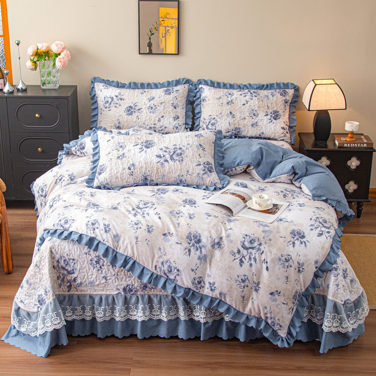 91家纺网 家纺一手货源 找家纺 （总）美之润家纺 2026新款原麻夹棉床盖四件套