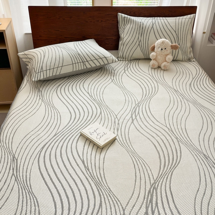 91家纺网 家纺一手货源 找家纺 （总）雅居纺家纺 2026新款加厚三明治底凉感豆豆简约款凉感席床笠款凉席席子