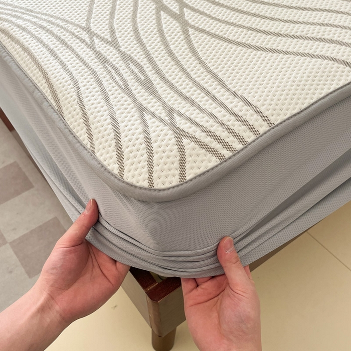 91家纺网 家纺一手货源 找家纺 雅居纺家纺 2026新款加厚三明治底凉感豆豆简约款凉感席床笠款凉席席子 曲线-香槟