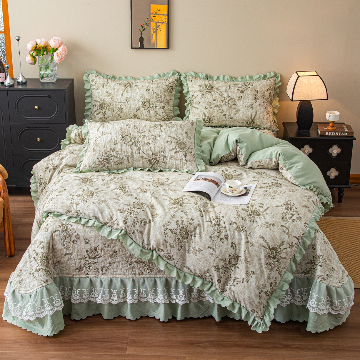 91家纺网 家纺一手货源 找家纺 （总）美之润家纺 2026新款原麻夹棉床盖四件套