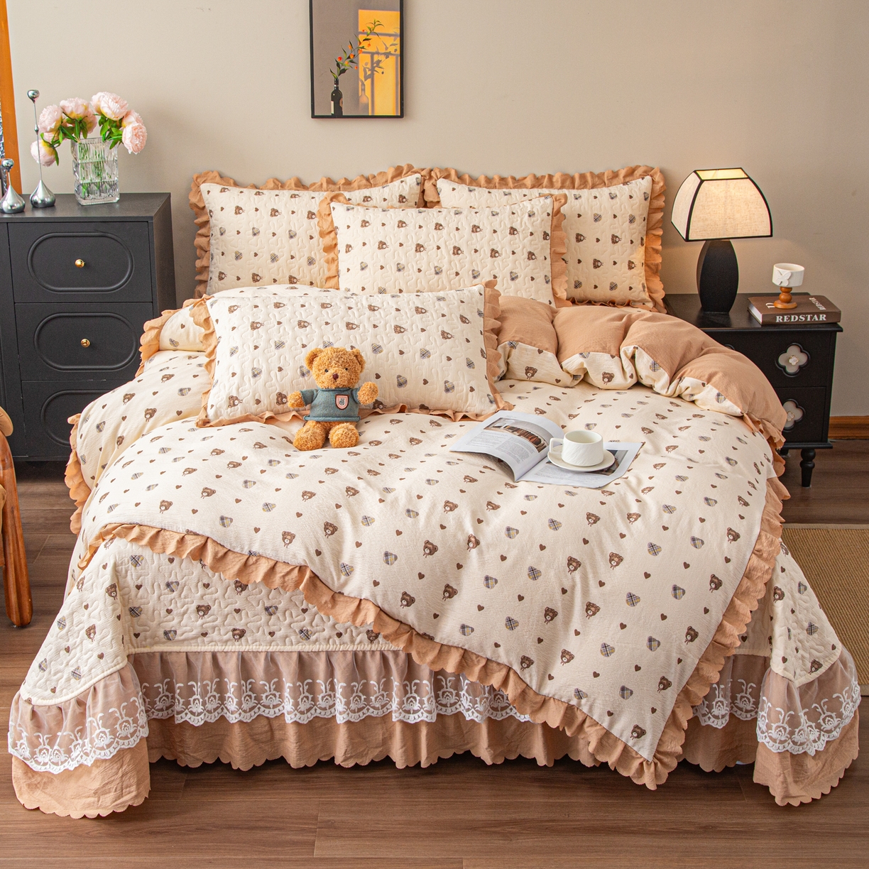 91家纺网 家纺一手货源 找家纺 （总）美之润家纺 2026新款原麻夹棉床盖四件套