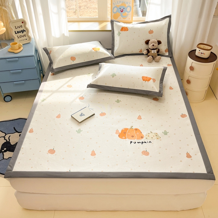 91家纺网 家纺一手货源 找家纺 雅居纺家纺 2026新款A类加厚三明治底绣花冰藤席床单款凉席席子 万事不南